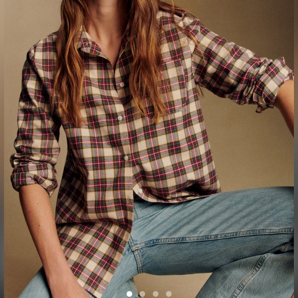 Sézane Tomboy shirt red plaid British Checks flannel